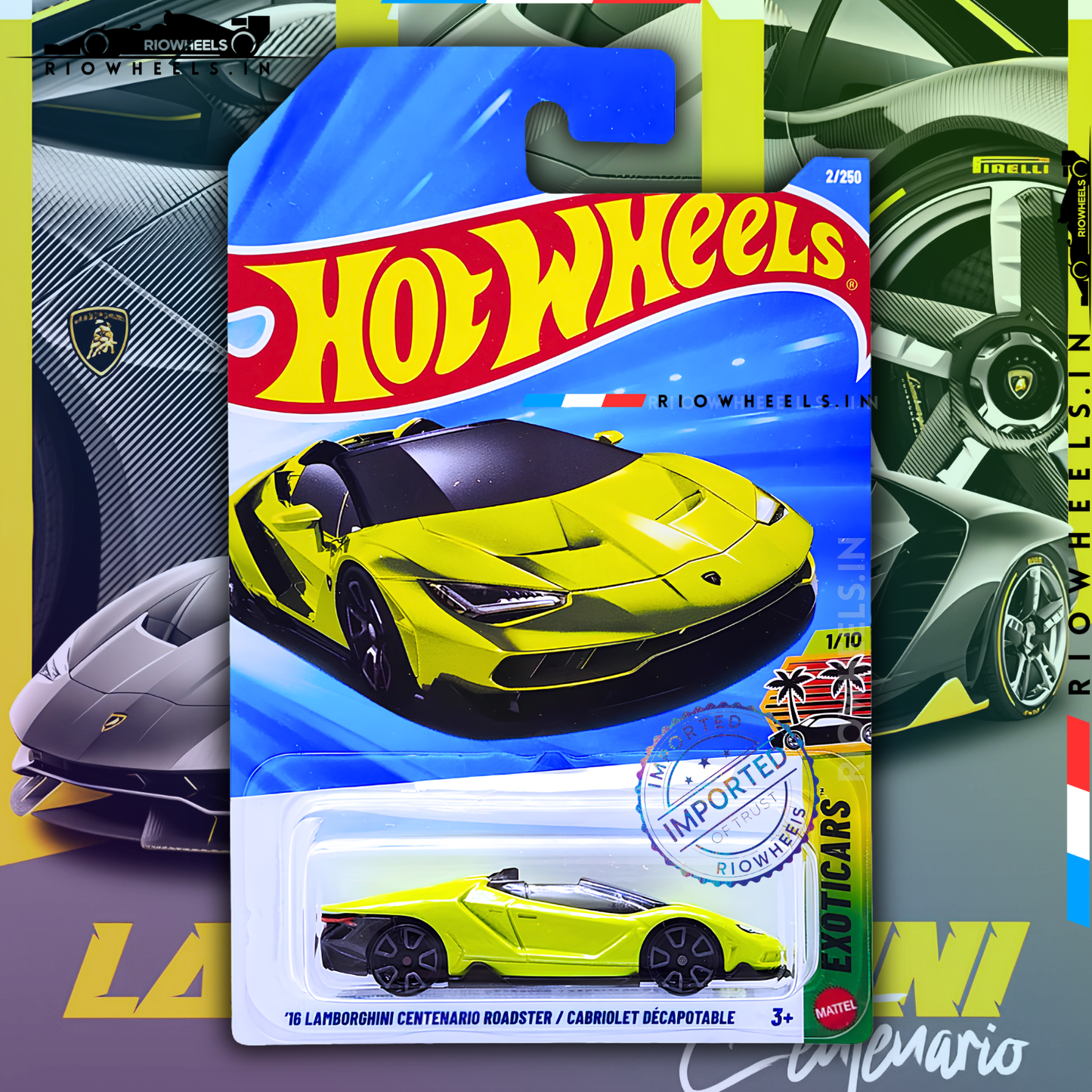 639/- || IMPORTED 16 LAMBORGHINI CENTENARIO ROADSTER / CABRIOLET DECAPOTABLE - HOT WHEELS