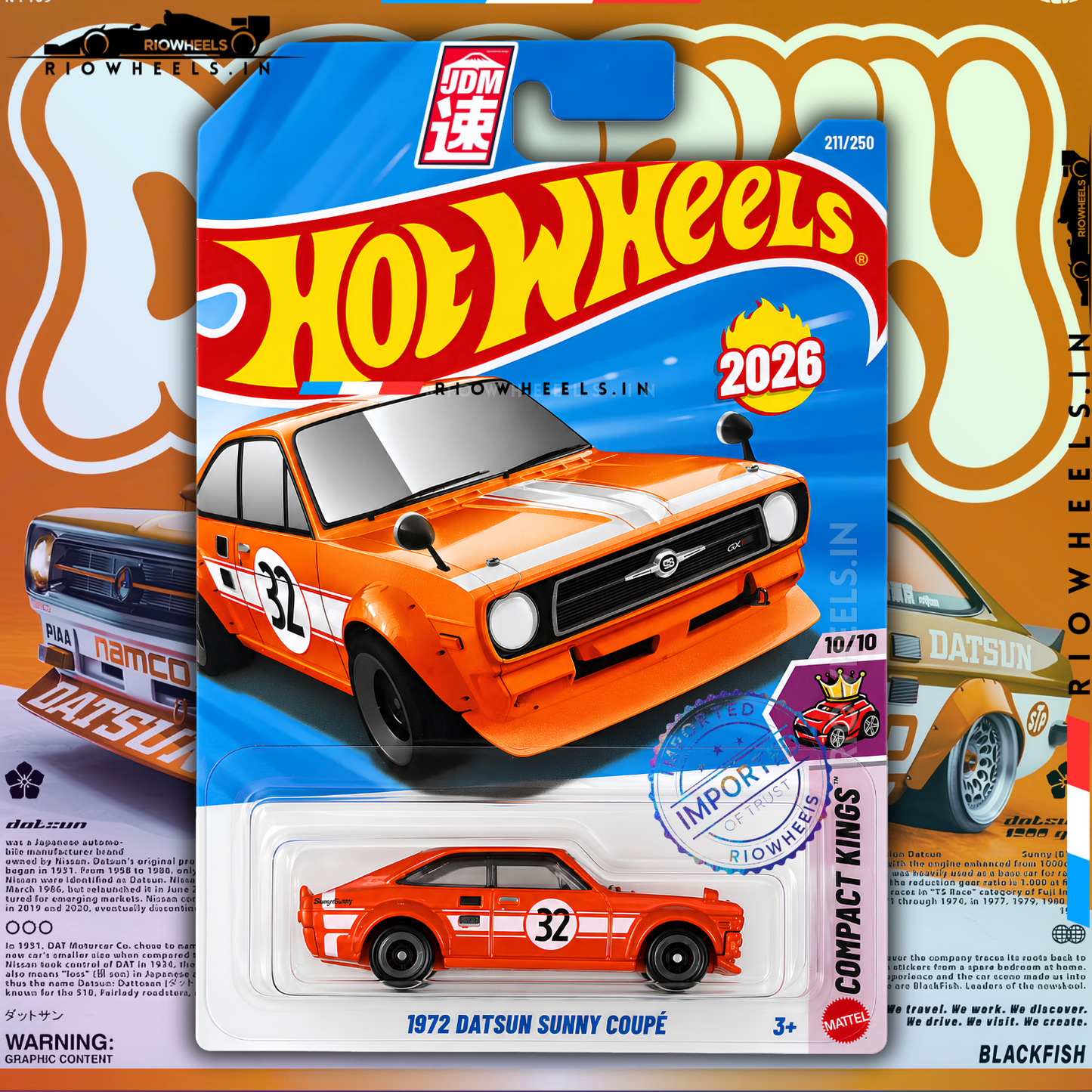 349/- || IMPORTED 1972 DATSUN SUNNY COUPE - HOT WHEELS