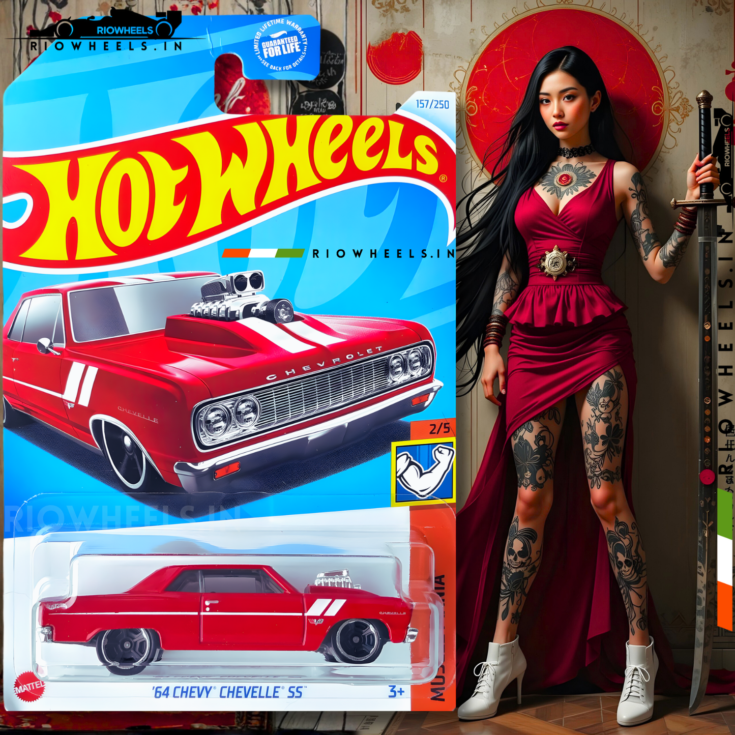 389/- || 64 CHEVY CHEVELLE SS || RED - HOT WHEELS