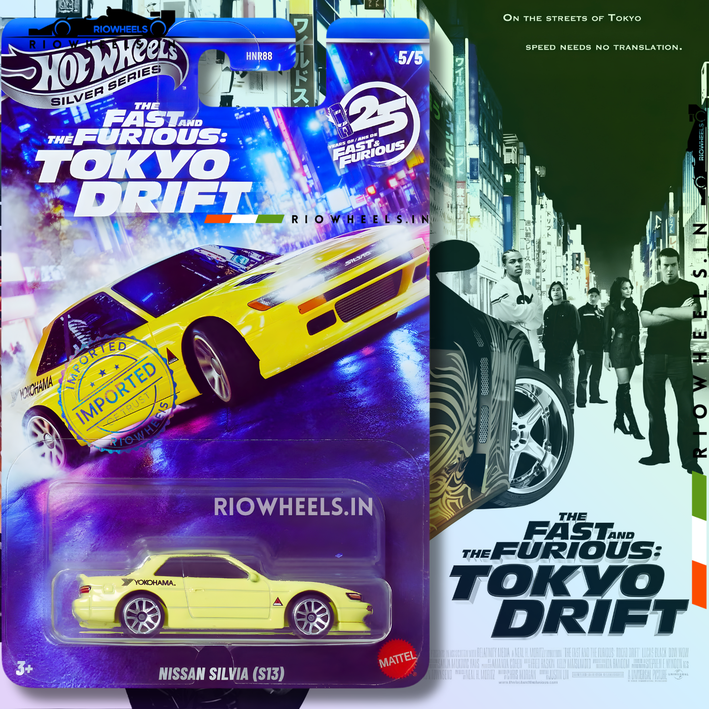 679/- || IMPORTED NISSAN SILVIA (S13) - SILVER SERIES - FAST AND FURIOUS TOKYO DRIFT - HOT WHEELS