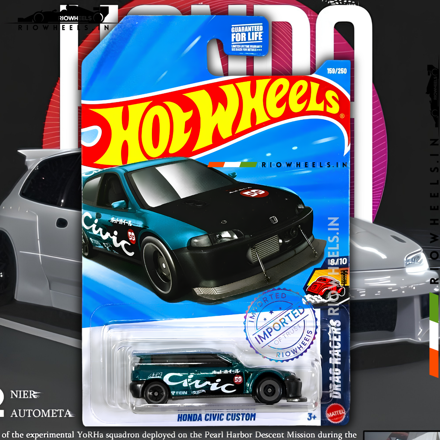 339/- || IMPORTED HONDA CIVIC CUSTOM - HOT WHEELS || METALFLAKE TEAL