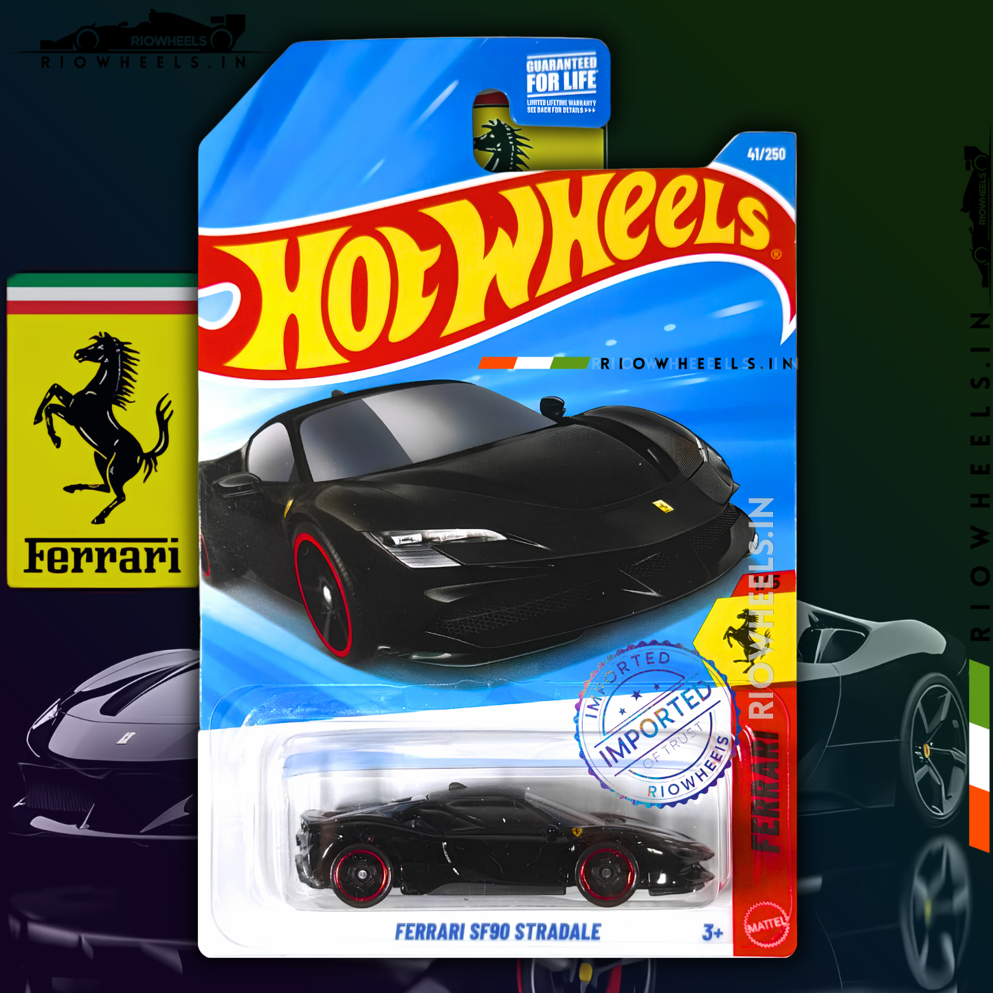 |1089/- || IMPORTED FERRARI SF90 STRADALE - HOT WHEELS || NERO DAYTONA (BLACK)
