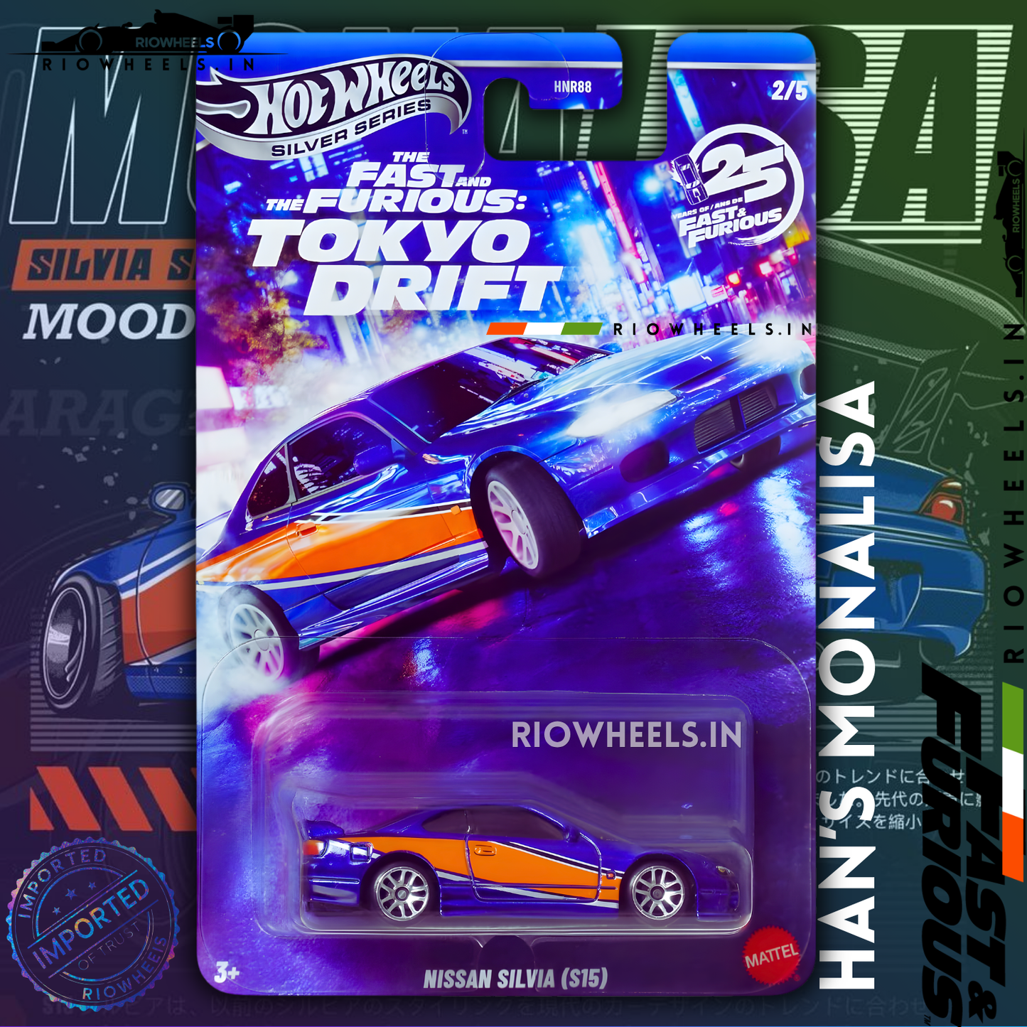 729/- || IMPORTED NISSAN SILVIA (S15) - SILVER SERIES - FAST AND FURIOUS TOKYO DRIFT - HOT WHEELS