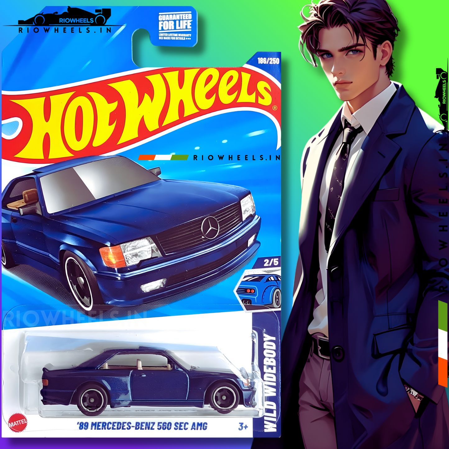 429/- || 89 MERCEDES-BENZ 560 SEC AMG || BLUE - HOT WHEELS