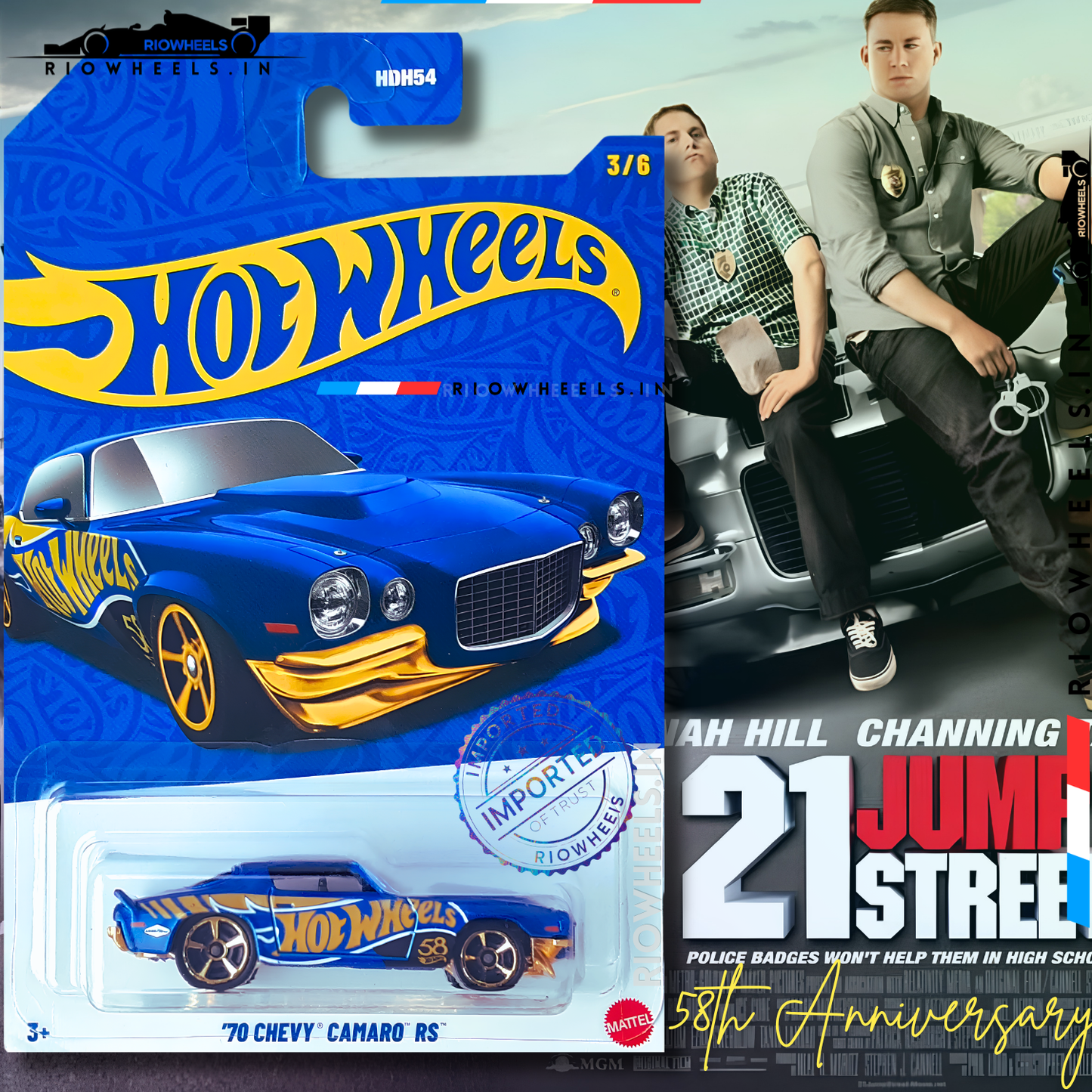 649/- || IMPORTED 70 CHEVY CAMARO RS - 58TH ANNIVERSARY EDITION - HOT WHEELS