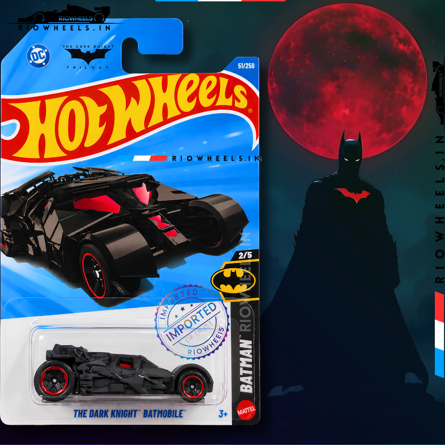 389/- || IMPORTED THE DARK KNIGHT BATMOBILE - HOT WHEELS || BLACK