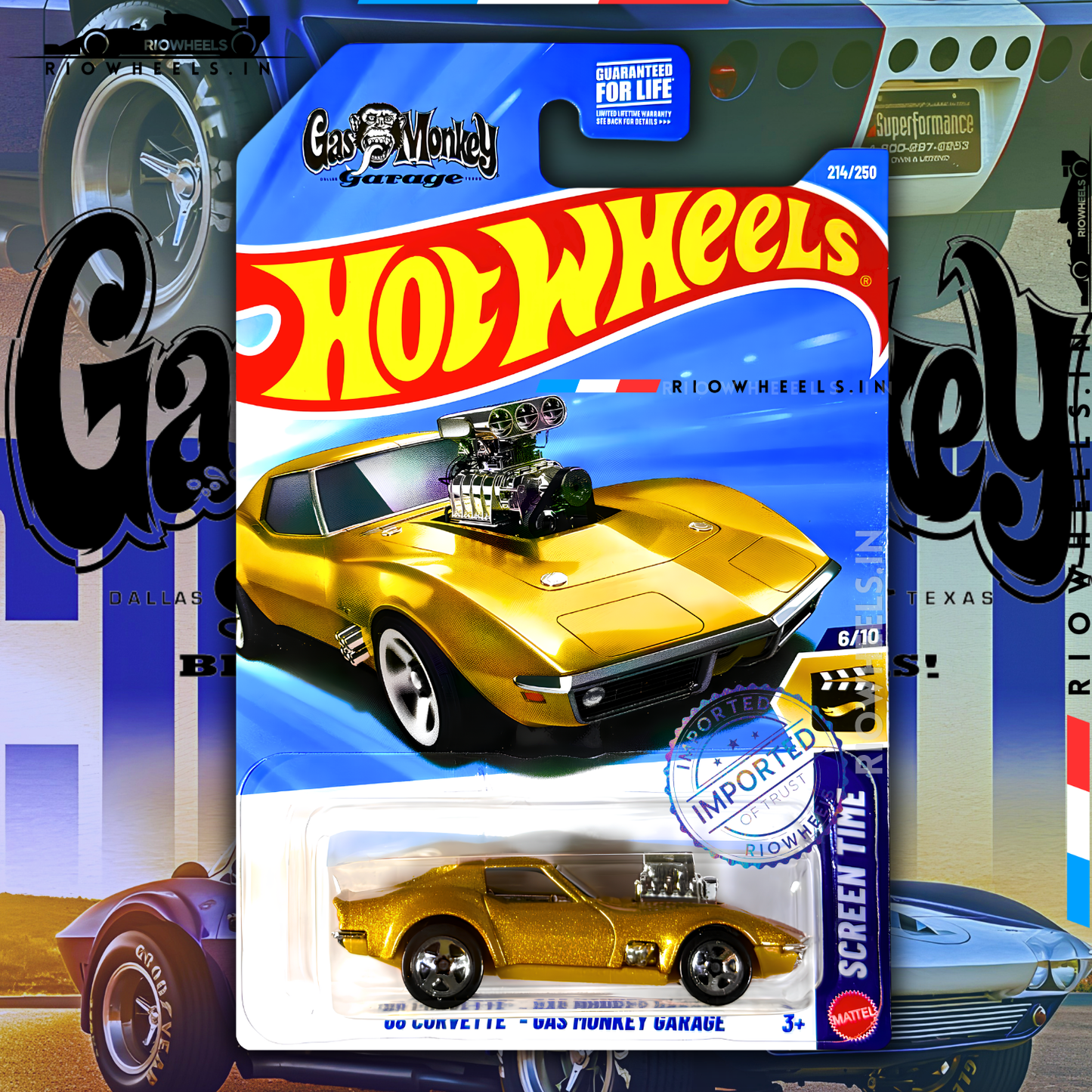 429/- || IMPORTED 68 CORVETTE - GAS MONKEY GARAGE - HOT WHEELS || GOLDEN