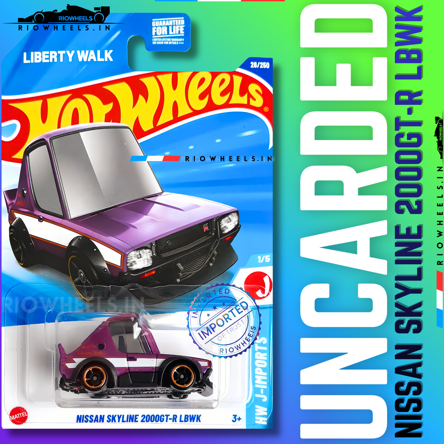 379/- || IMPORTED NISSAN SKYLINE 2000 GT-R LBWK - HOT WHEELS || UNCARDED