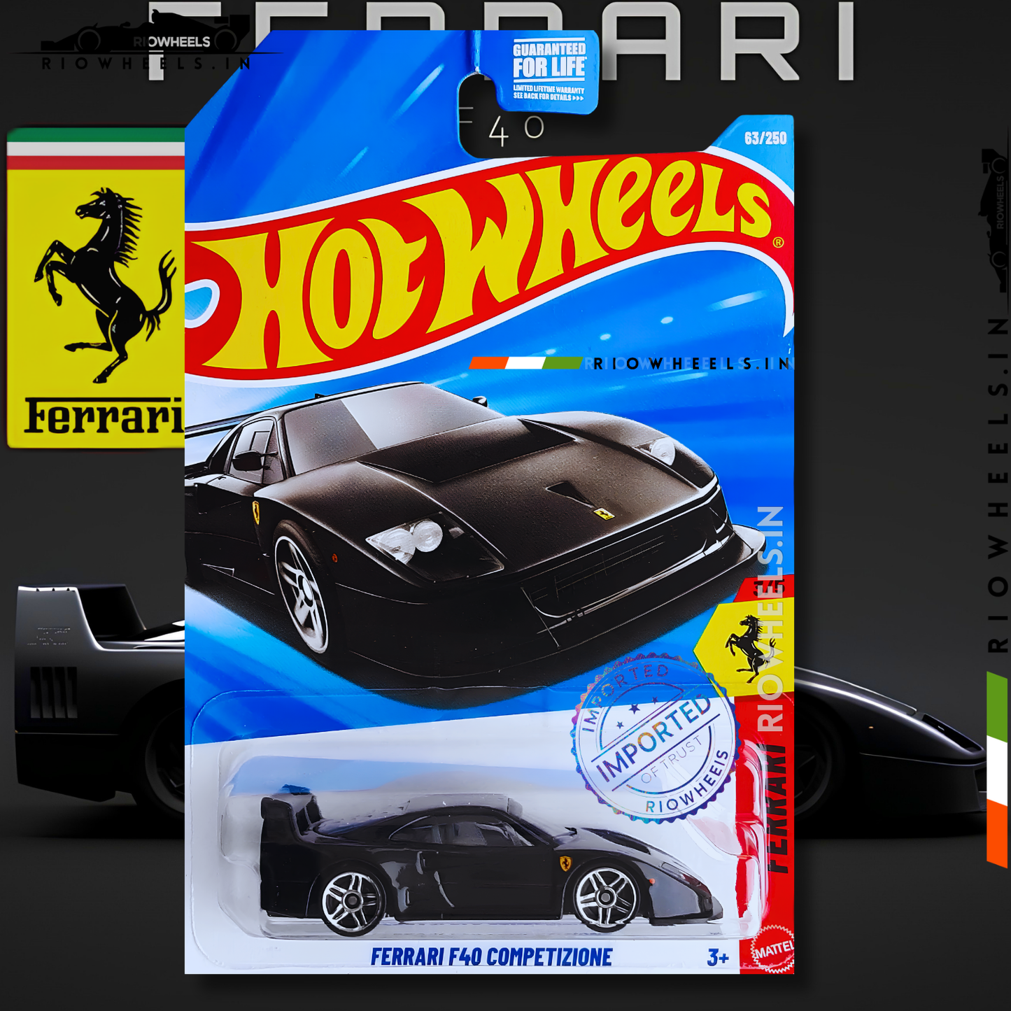 959/- || IMPORTED FERRARI F40 COMPETIZIONE - HOT WHEELS || BLACK