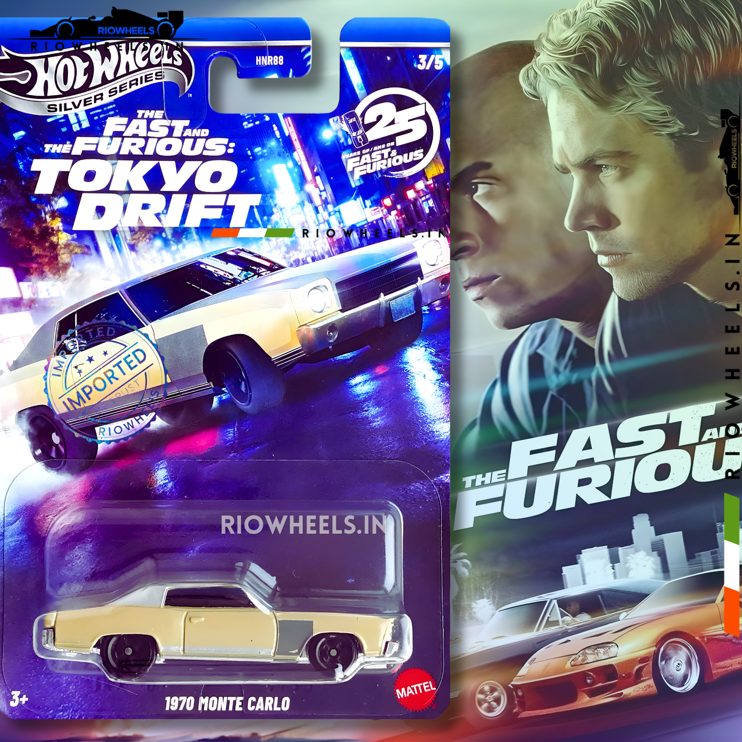649/- || IMPORTED 1970 MONTE CARLO - SILVER SERIES - FAST AND FURIOUS TOKYO DRIFT - HOT WHEELS