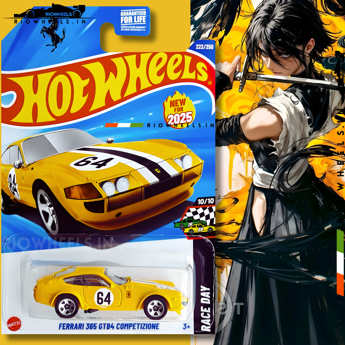 449/- || FERRARI 365 GTB4 COMPETIZIONE || YELLOW - HOT WHEELS