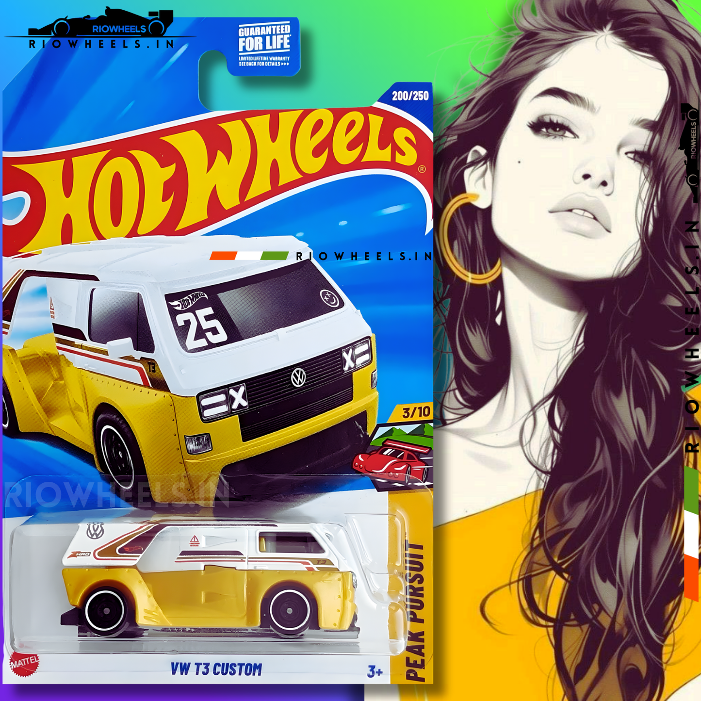 249/- || VW T3 కస్టమ్/పర్సనలైజ్డ్ || ఎల్లో - హాట్ వీల్స్