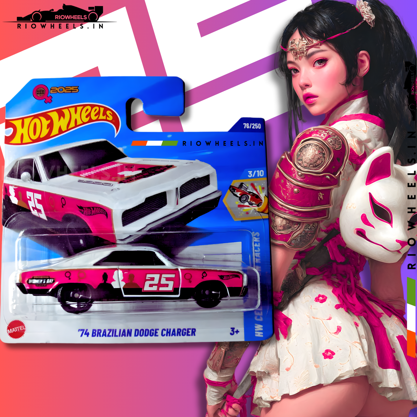 589/- || 74 BRAZILIAN DODGE CHARGER || IMPORTED SHORT CARD - HOT WHEELS