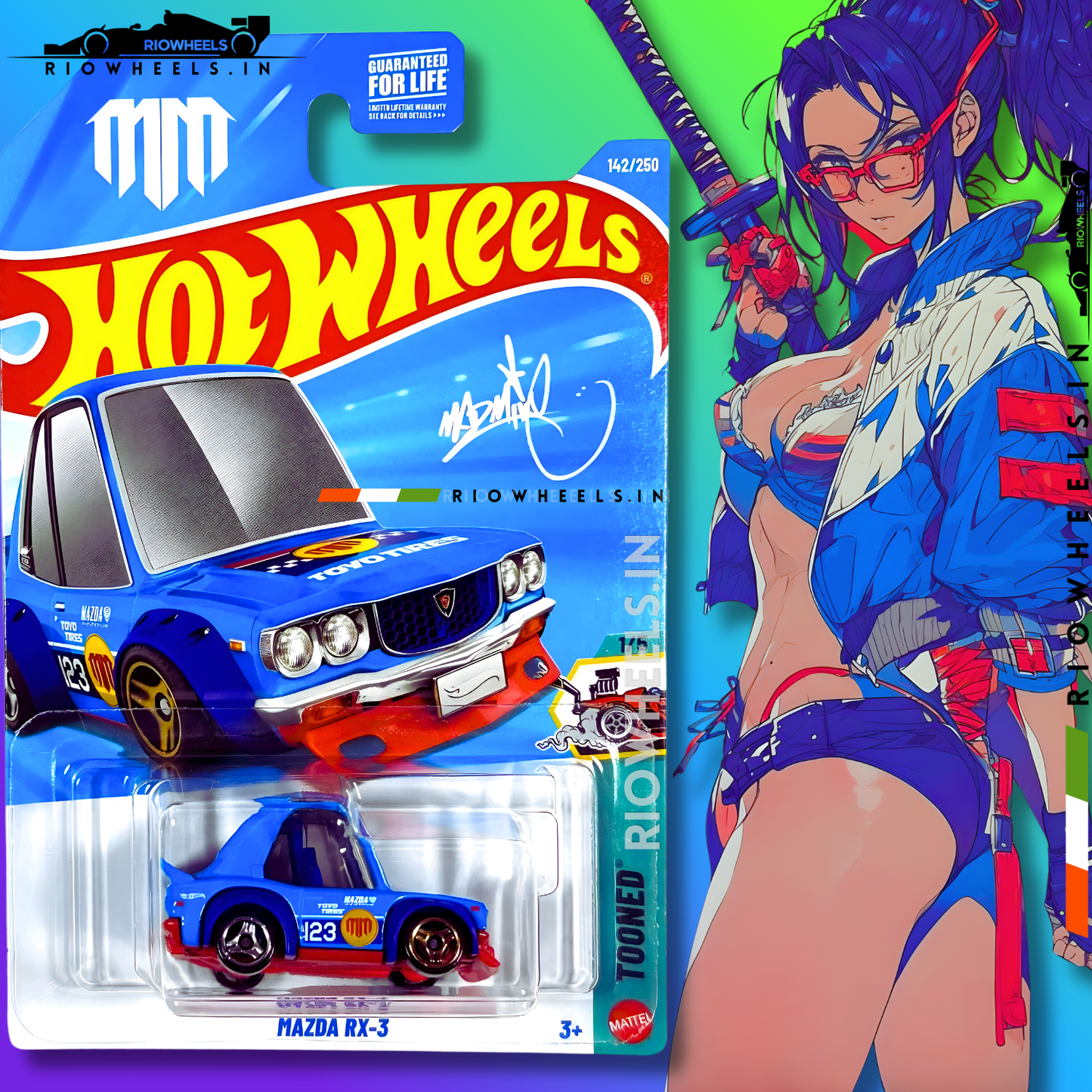 239/- || IMPORTED MAZDA RX-3 - HOT WHEELS || BLUE