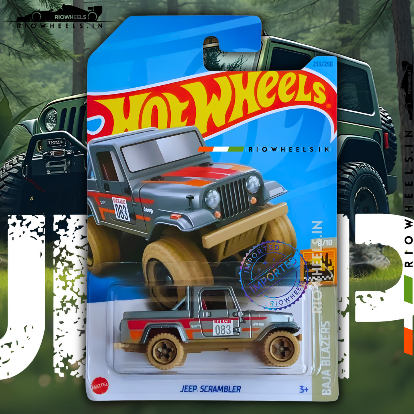 689/- || IMPORTED JEEP SCRAMBLER - HOT WHEELS || METALFLAKE SILVER
