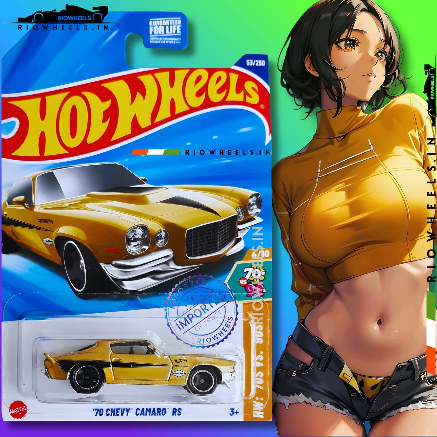 619/- || IMPORTED 70 CHEVY CAMARO RS - HOT WHEELS || GOLDEN