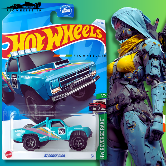 339/- || 87 DODGE D100 - HOT WHEELS || CYAN