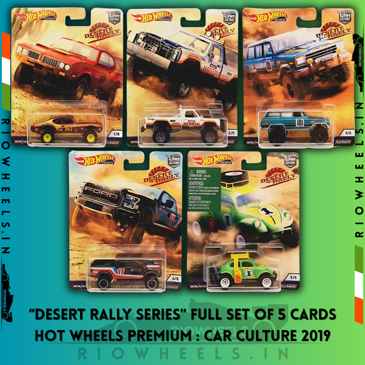 |4149/- || DESERT RALLY SERIES 2019 - SET OF 5 CARDS - HOT WHEELS PREMIUM CAR CULTURE - HOT WHEELS