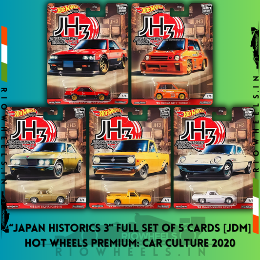 |4349/- || JAPAN HISTORICS 3 [JDM] - SET OF 5 CARDS - HOT WHEELS PREMIUM CAR CULTURE 2020 - HOT WHEELS