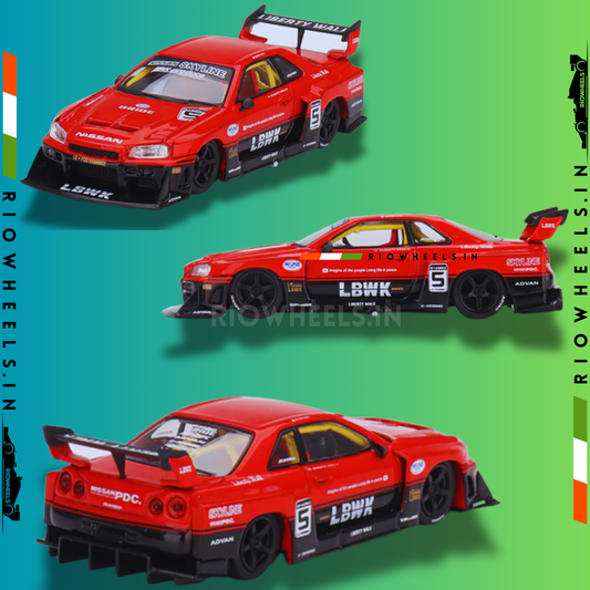 |1949/- || MINI GT NISSAN LB-ER34 SUPER SILHOUTTE SKYLINE || RED BLACK