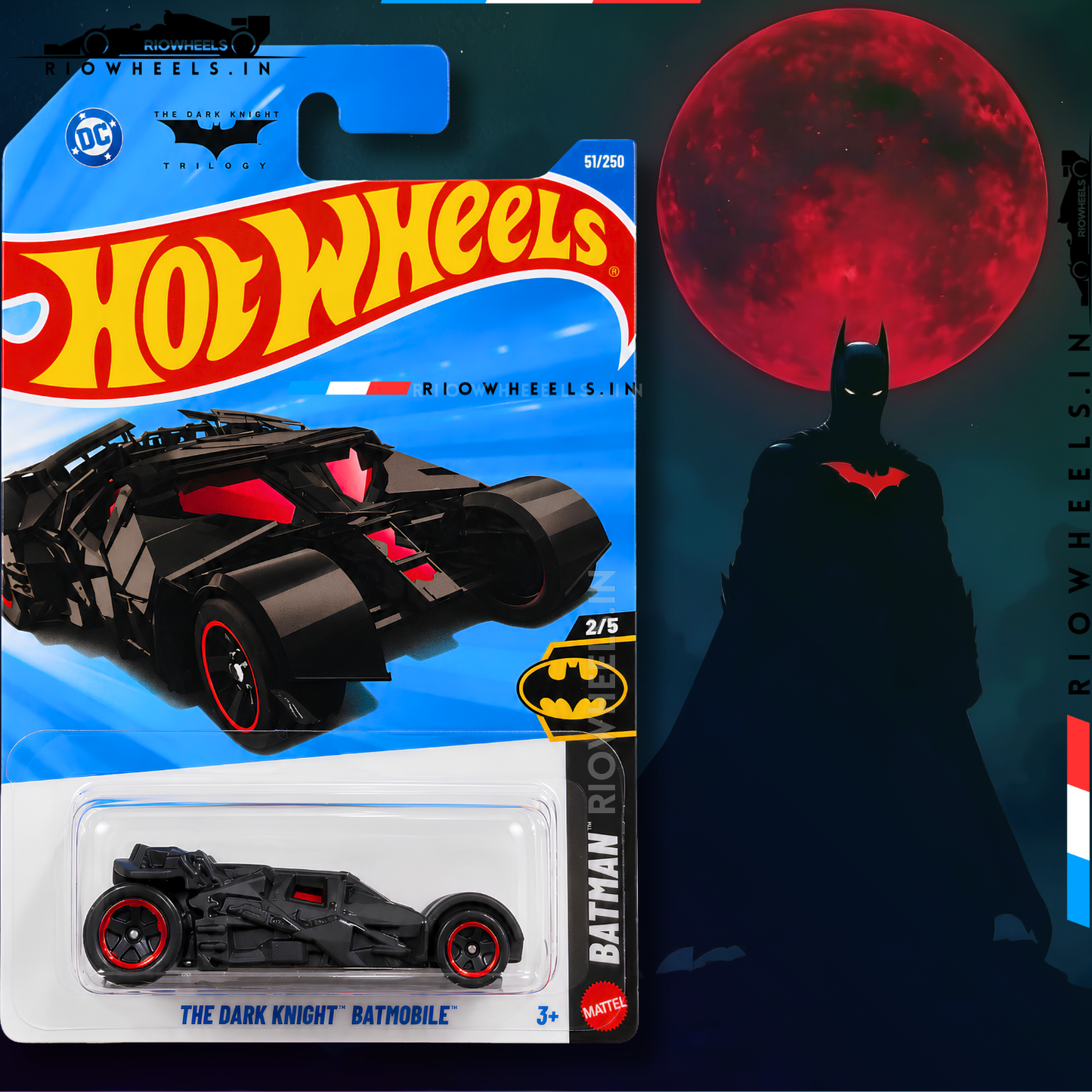 389/- || THE DARK KNIGHT BATMOBILE - HOT WHEELS || BLACK