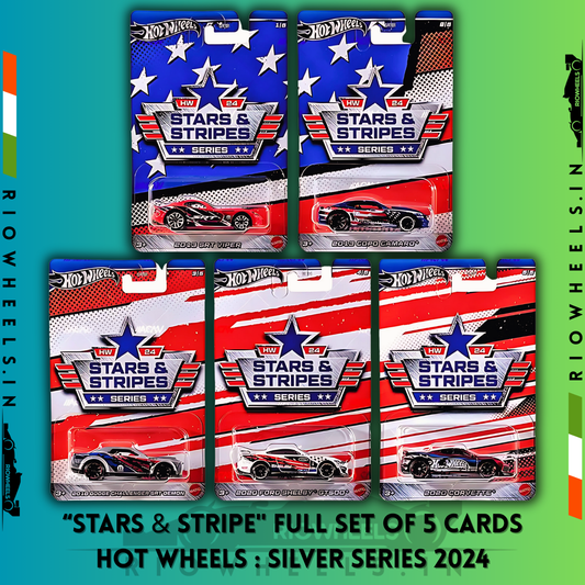 |3449/- || STARS AND STRIPES - SET OF 5 CARDS - SILVER SERIES 2024 - HOT WHEELS